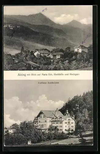 AK Alzing, Blick auf Maria Eck, Hochfelln und Hochgern