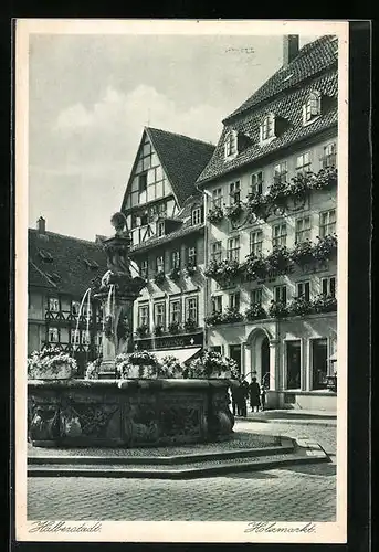 AK Halberstadt, Brunnen am Holzmarkt