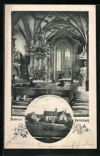 AK Dettelbach, Gnaden-Alter und Hoh-Altar der Klosterkirche