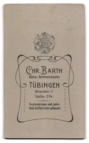 Fotografie Chr. Barth, Tübingen, Uhlandstr. 7, Junger Herr im Anzug mit Krawatte