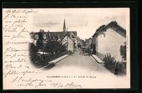 AK Villedomer, Entrée du Bourg