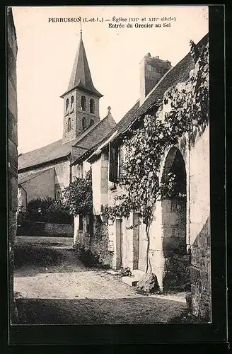 AK Perrusson, Eglise, Entrée du Grenier au Sel