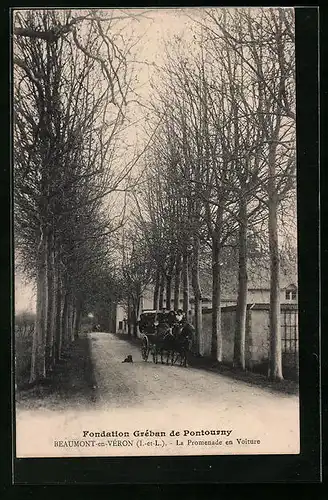 AK Beaumont-en-Véron, La Promenade en Voiture