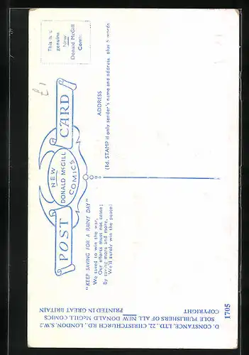 Künstler-AK Donald McGill: I`m sitting on my ass on the sands