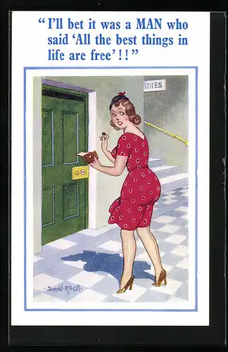 Künstler-AK Donald McGill: I`ll bet it was a MAN who said...