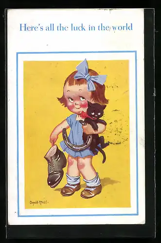 Künstler-AK Donald McGill: Here`s all the luck in the world