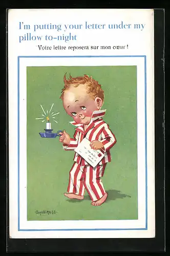 Künstler-AK Donald McGill: I`m putting your letter under my pillow to-night