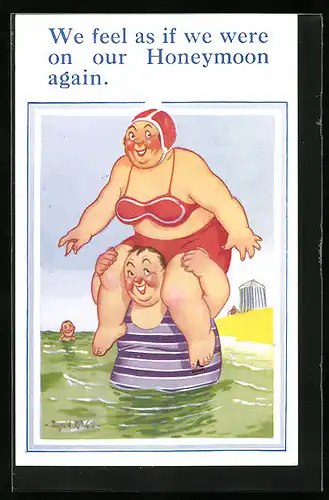 Künstler-AK Donald McGill: We feel as if we were on our Honeymoon again