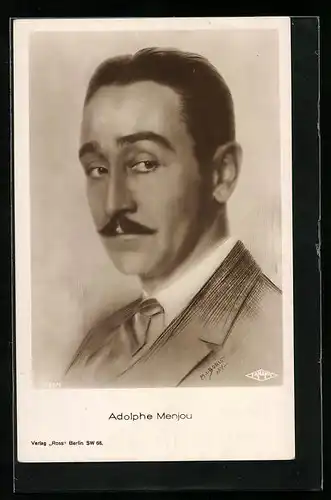 AK Schauspieler Adolphe Menjou mit fragendem Blick