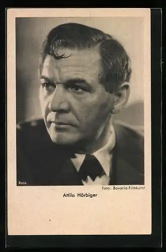AK Schauspieler Attila Hörbiger mit ernstem Gesicht