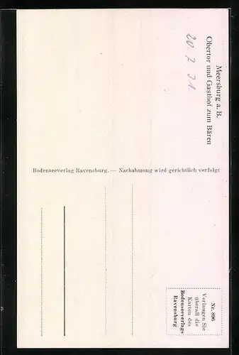 Künstler-AK Meersburg a. B., Obertor und Gasthof zum Bären