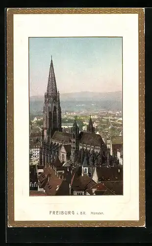 AK Freiburg i. B., Münster aus der Vogelschau