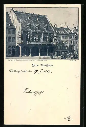 AK Freiburg i. B., Ortspartie beim Kaufhaus