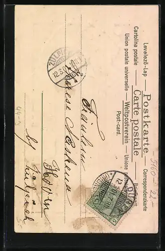 Präge-AK Kinderportrait auf Schultafel, Behalte mich lieb!