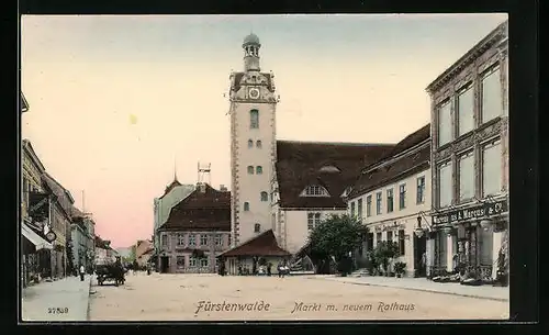 AK Fürstenwalde, Markt mit neuem Rathaus