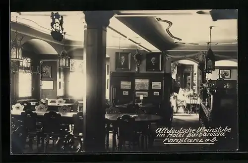 AK Konstanz a. B., Hotel Barbarossa, Altdeutsche Weinstube