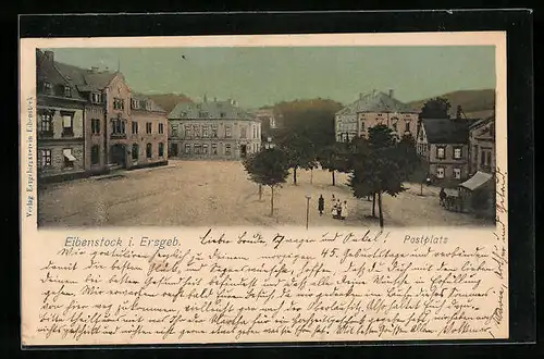 AK Eibenstock /Erzgeb., Strassenpartie am Postplatz