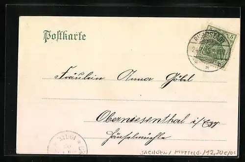 AK Burgstädt i. Sa., Strassenpartie am Postamt