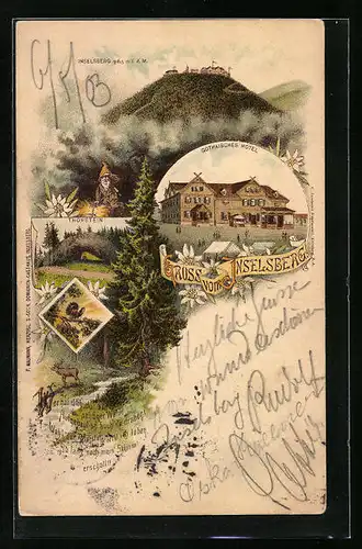 Lithographie Inselberg, Gothaisches Hotel, Thorstein, Zwerg