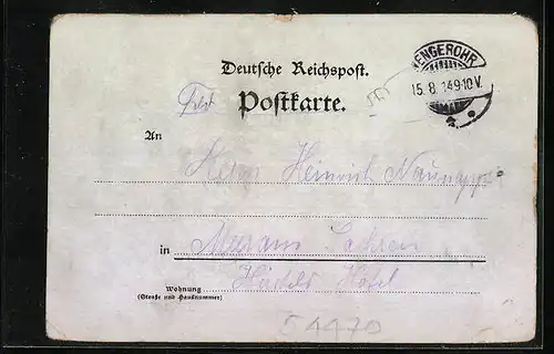 Lithographie Berncastel, Marktplatz mit Rathaus, Gesamtansicht