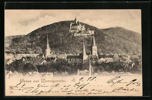 AK Wernigerode, Ortsansicht mit Schloss