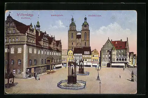 AK Wittenberg, Marktplatz mit Stadtkirche