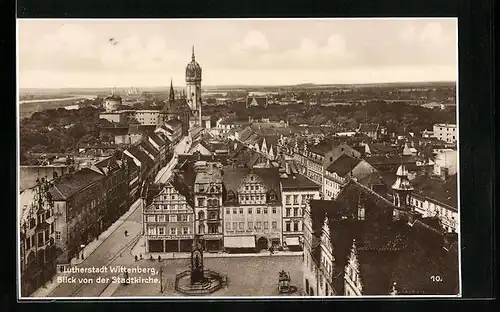 AK Wittenberg, Blick von der Stadtkirche, Am Marktplatz