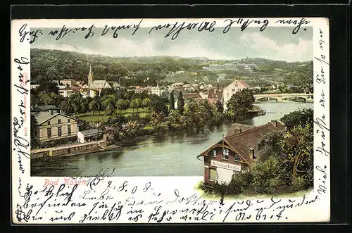 AK Bad Kösen, Restaurant Loreley mit Ortsansicht