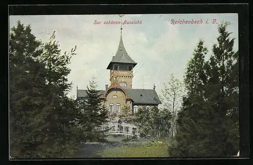 AK Reichenbach i. V, Gasthaus Zur schönen Aussicht