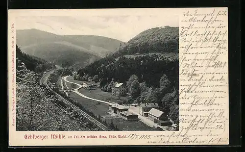 AK Gehlberg, Gehlberger Mühle im Tal der wilden Gera