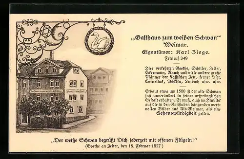 AK Weimar, Gasthaus zum weissen Schwan