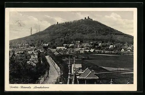 AK Görlitz-Biesnitz, Blick auf die Landeskrone