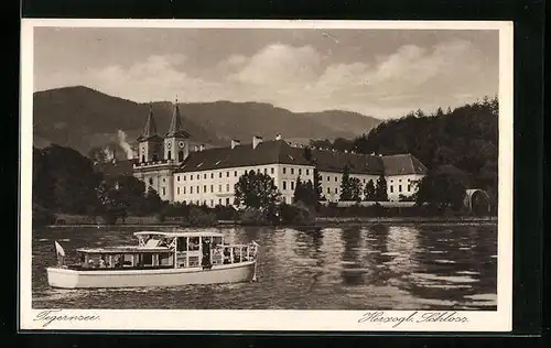 AK Tegernsee, Herzogl. Schloss mit Seeufer