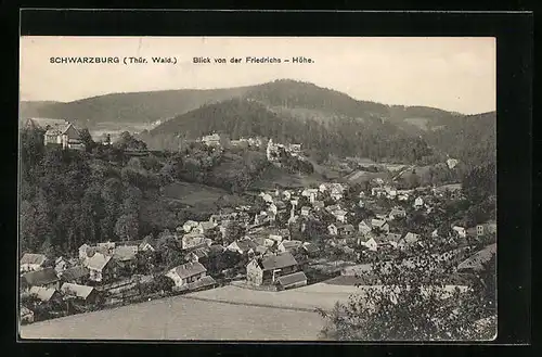AK Schwarzburg /Thüringer Wald, Blick von der Friedrichs-Höhe