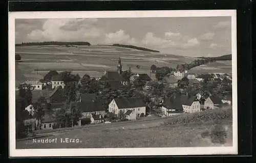 AK Neudorf /Erzgebirge, Ortsansicht aus der Vogelschau