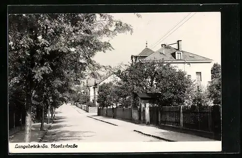 AK Langebrück i. Sa., Moritzstrasse mit Wohnhäusern