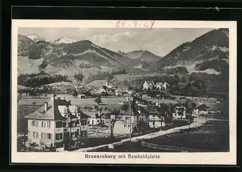 AK Brannenburg, Ortsansicht mit Ramboldplatte