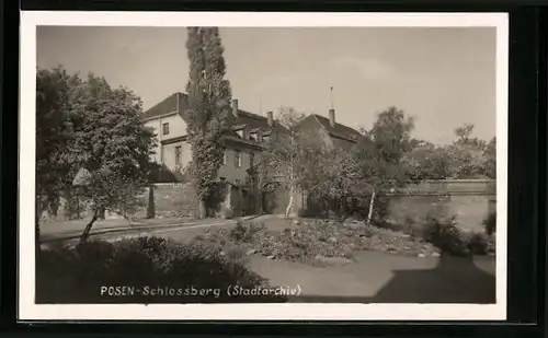 AK Posen / Poznan, Schlossberg mit Stadtarchiv