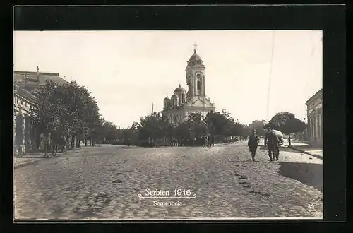 AK Semendria, Strassenpartie in der Serbischen Stadt 1916