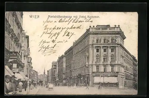 AK Wien, Hotel Kummer in der Mariahilferstrasse