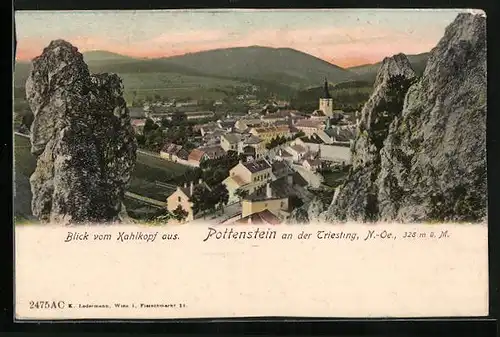 AK Pottenstein /Triesting, Blick vom Kahlkopf aus