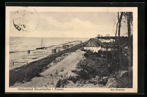 AK Bauerhufen, Strandpartie am Deich