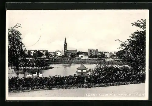 AK Cüstrin / Kostrzyn, Kaiserkolk mit Kirche und Anlagen