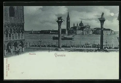 Mondschein-AK Venezia, Piazetta