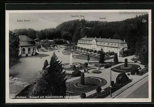 AK Bad Kudowa, Kurpark mit Aussichtslaube und Schloss