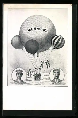 AK Portrait Emmy und Carl Wittenberg, Ballonfahrer