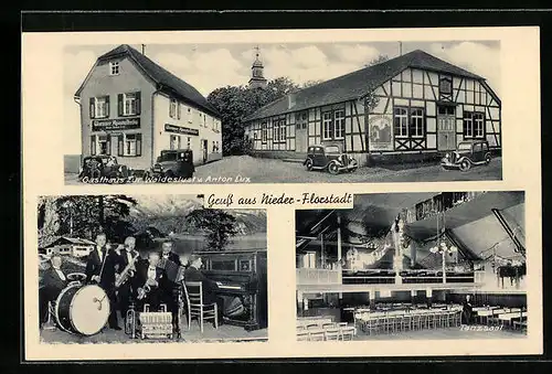 AK Nieder-Florstadt, Gasthaus zur Waldeslust von Anton Lux, Tanzsaal