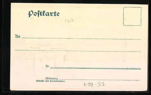 Passepartout-Lithographie Potsdam, Schloss Babelsberg, Wappen