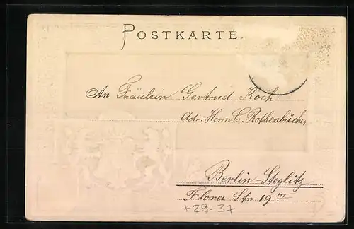 Passepartout-Lithographie Königsee, Ruderpartie, Schneebedeckte Gipfel, Wappen
