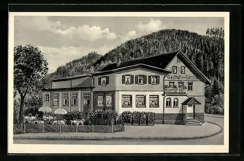 AK Calmbach b. Wildbad im Schwarzwald, Gasthof und Pension zum Bahnhof